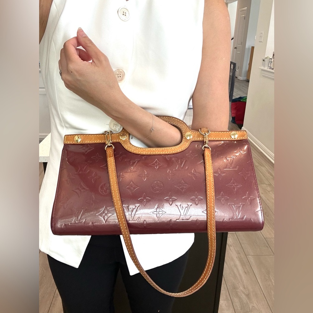 Auth LOUIS VUITTON Vintage Monogram Vernis Burgundy Roxbury Drive